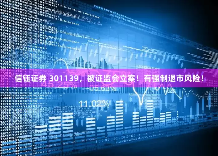 信钰证券 301139，被证监会立案！有强制退市风险！