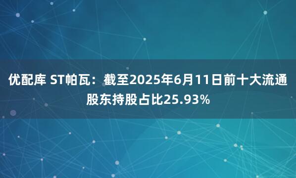 优配库 ST帕瓦：截至2025年6月11日前十大流通股东持股占比25.93%